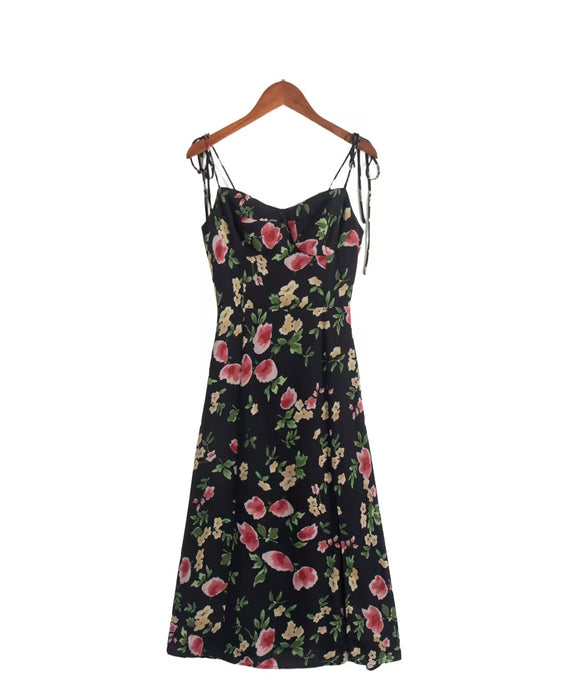 Color-Black-Women Clothing Spring Print Sleeveless V Neck Maxi Dress-Fancey Boutique