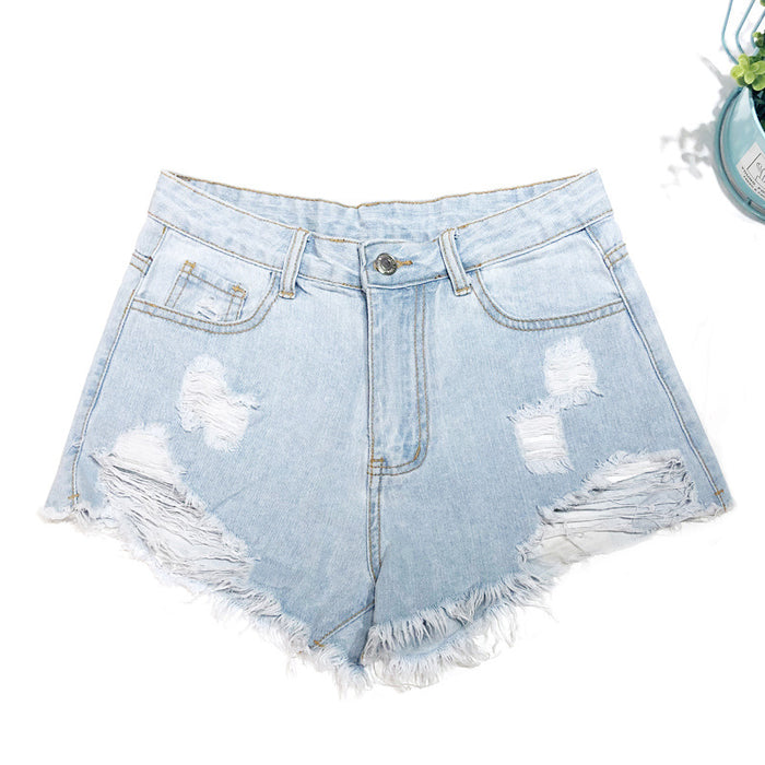 Color-Blue-Shorts Women Sexy Ripped Frayed Shorts Pants-Fancey Boutique