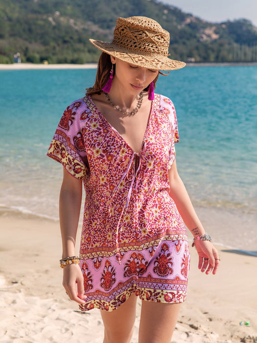 Color-Pink-Casual Vacation Women Wear Jumpsuit Printed Pattern Jumpsuit 7-Fancey Boutique