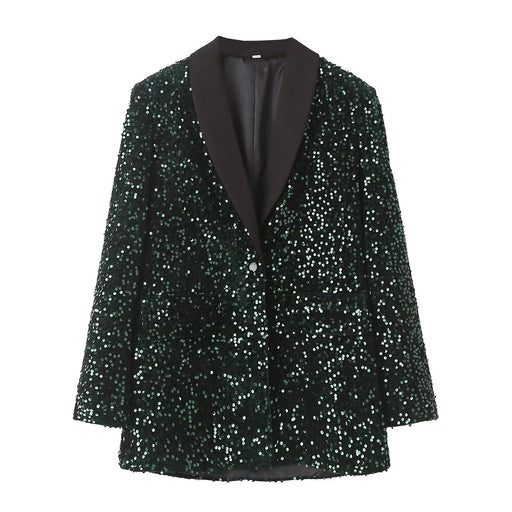 Color-Multi-Women Clothing Autumn Winter Sequin Loose Blazer Women-Fancey Boutique