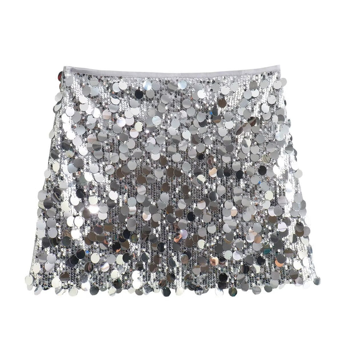 Autumn Winter Street Slim Slimming Sequ Mini Skirt-Silver-Fancey Boutique