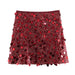 Autumn Winter Street Slim Slimming Sequ Mini Skirt-Red-Fancey Boutique