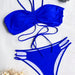 Color-Royal Blue-Bikini Double Bikini Solid Color Swimsuit Sexy Swimwear Women Backless Swimsuit Strap Bikini-Fancey Boutique