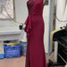 Color-Burgundy-Women Clothing One Shoulder Sleeveless Dress Sheath Dress-Fancey Boutique