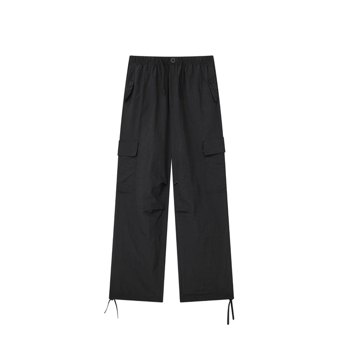Color-Black-Spring Comfortable Casual Loose Cotton Cargo Parachute Sports Pants-Fancey Boutique