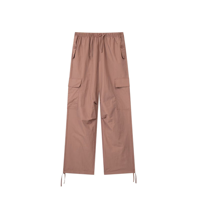 Color-Brown-Spring Comfortable Casual Loose Cotton Cargo Parachute Sports Pants-Fancey Boutique