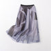 Color-Dark Gray-Summer Elastic Waist Color Printed Mesh Pleated Skirt Women-Fancey Boutique