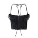 Color-Black-Sweet Spicy Lace Ruffled Short Cropped Halter Small Sling Summer Slim Fit Sexy Bottoming Vest-Fancey Boutique