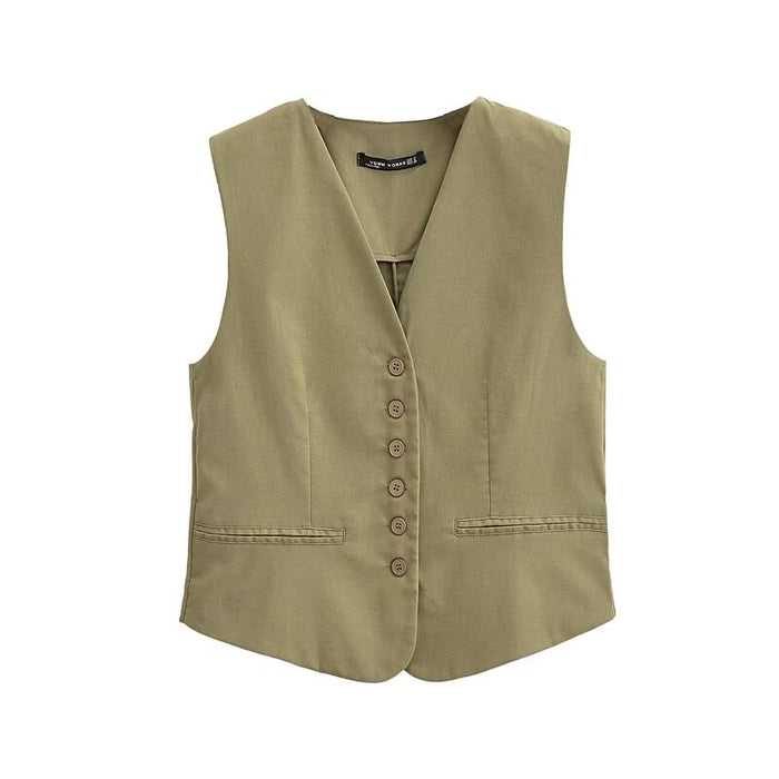 Summer Women Office Solid Color Casual Blended Vest-Fancey Boutique