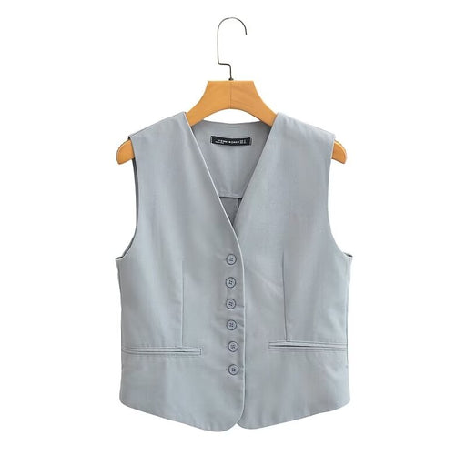 Summer Women Office Solid Color Casual Blended Vest-Fancey Boutique