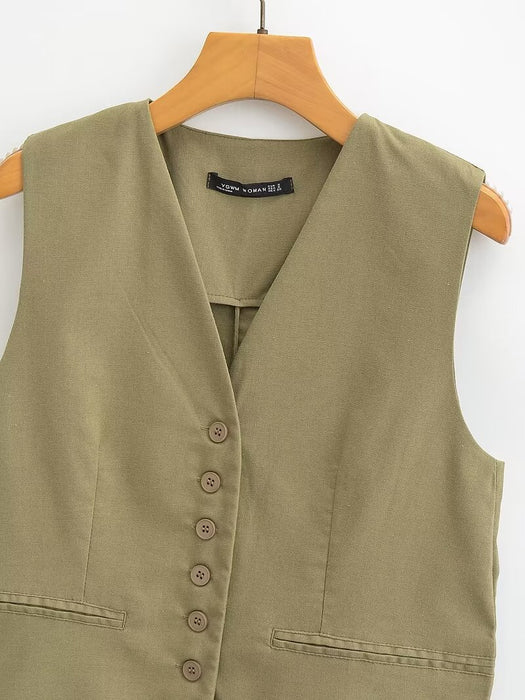 Summer Women Office Solid Color Casual Blended Vest-Fancey Boutique