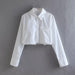 Color-White-Spring Women Street Pocket Decoration Short Shirt-Fancey Boutique