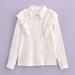 Color-White-Fashionable Stylish White Shirt Women Autumn Small Gentle Lady Temperamental Ruffle Top-Fancey Boutique