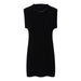 Color-Black-Spring Sexy Short Sleeve Velvet Belt Padded Shoulder Sheath Dress-Fancey Boutique