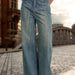 Jeans Women Retro High Waist Raw Hem Skinny Jeans-Fancey Boutique