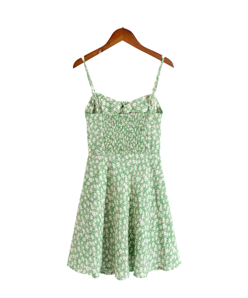 French Pastoral Fresh Vacation Printed Dress Spring High Waist Tight Waist Slip Dress-Fancey Boutique