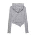 Women Clothing Sexy Slim V neck Hooded Asymmetric Sweater Women Design Sweater-Fancey Boutique