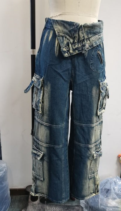 Color-Blue-【MOQ-5 packs】 Women Casual Loose Jeans-Fancey Boutique