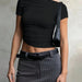 Color-Black-Sexy Sexy Design Slim Fit Oblique Shoulder Slimming Tight Top-Fancey Boutique