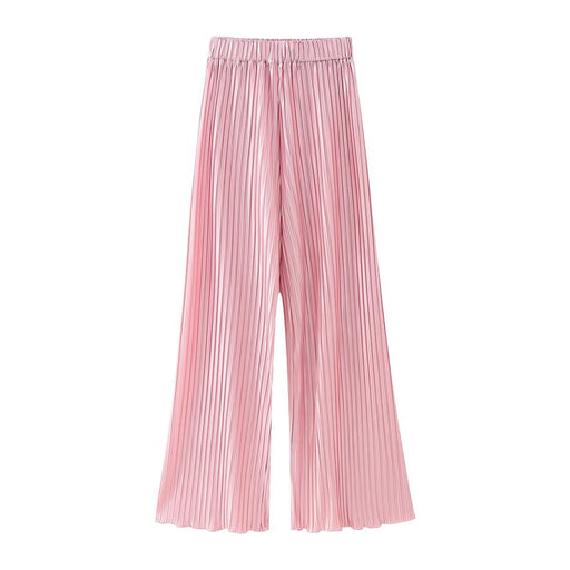 Color-Pink-Winter Women Clothing Casual Loose Pleated Straight Leg Trousers-Fancey Boutique