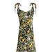 Seaside Vacation Sling Dress Women French Retro V neck Wooden Ear Slim Fit Lemon Printing Mini Dress-Fancey Boutique