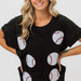 Color-Black-Spring Summer Baseball Game Sequined T shirt Women Sequin Short Sleeve Outerwear Top-Fancey Boutique