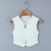 Autumn National Sexy Retro Buckle Casual Top Sexy Short Sleeveless Vest-White-Fancey Boutique