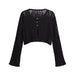 Color-Black-Wind Black Perforated Hole Decoration Short Knitted Top Fall Women Clothing-Fancey Boutique