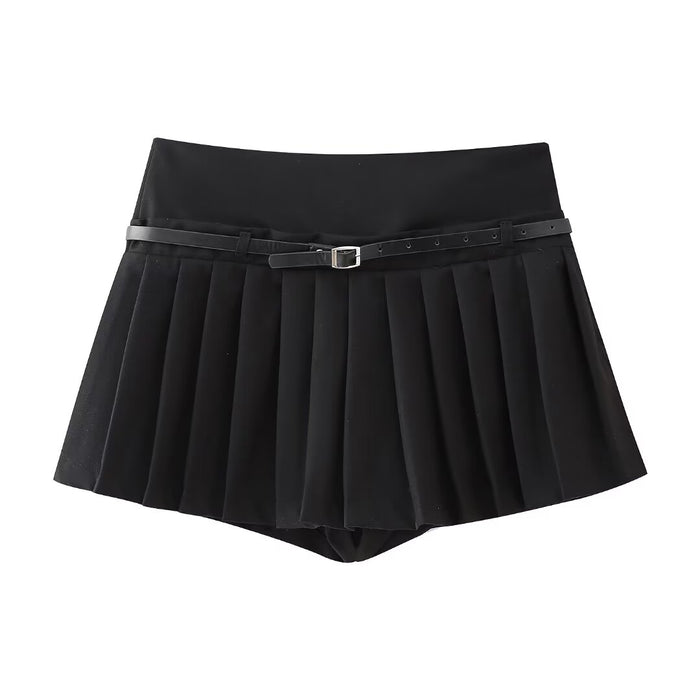 Color-Black-Winter Women Clothing Fashionable All Match Casual Wide Pleated Pant skirt-Fancey Boutique