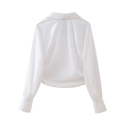 Winter Women Clothing Fashionable Pleated Short Poplin Shirt-Fancey Boutique