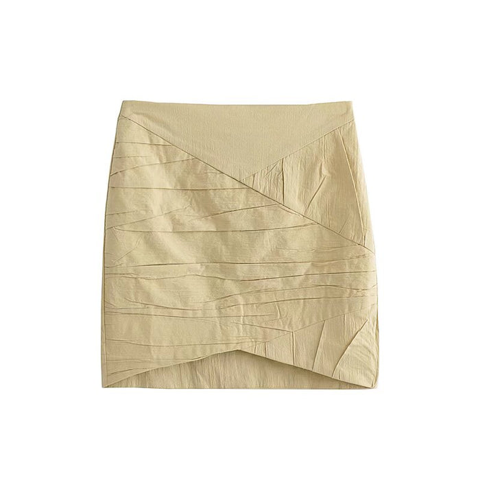 Color-Yellow-Women Summer Solid Hip Skirt-Fancey Boutique