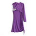 Color-Winter Elegant round Neck One Sleeve Purple Lace up Irregular Asymmetric Dress Women-Fancey Boutique