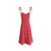 Color-Summer Women Clothing Red Floral Print Slim Strap Dress-Fancey Boutique