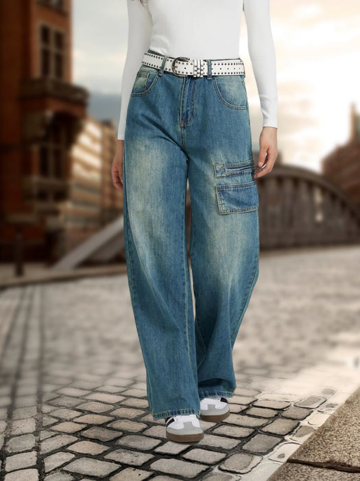 Spring Summer Retro Overalls High Waist Slimming Fashionable All Match Denim Trousers-Fancey Boutique