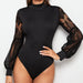 Color-Black-Lace Stitching Long Sleeve Slim Jumpsuit Women Slim Bottoming Shirt-Fancey Boutique