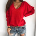 Color-Red-Minimalist Candy Color V-neck Pullover Sweater-Fancey Boutique