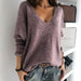 Color-Purple-Minimalist Candy Color V-neck Pullover Sweater-Fancey Boutique