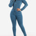 Color-Light Blue-Slim Fit Stretch Long Sleeve Feet Mouth Wash Denim Jumpsuit Jumpsuit-Fancey Boutique