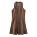 Color-Brown-Summer Women Clothes Sexy Pleated Denim Dress-Fancey Boutique