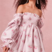 Color-Spring Casual Holiday Floral Print Puff Sleeve Bow Tie Elastic Princess Dress-Fancey Boutique