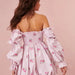 Color-Spring Casual Holiday Floral Print Puff Sleeve Bow Tie Elastic Princess Dress-Fancey Boutique