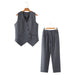 Color-Spring Solid Color V neck Single Row Diagonal Buckle Vest Pleated Casual Trousers Set for Women-Fancey Boutique