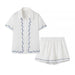 Color-White-Summer Women Collared Simple Short Cardigan Shirt Casual Two Piece Suit-Fancey Boutique