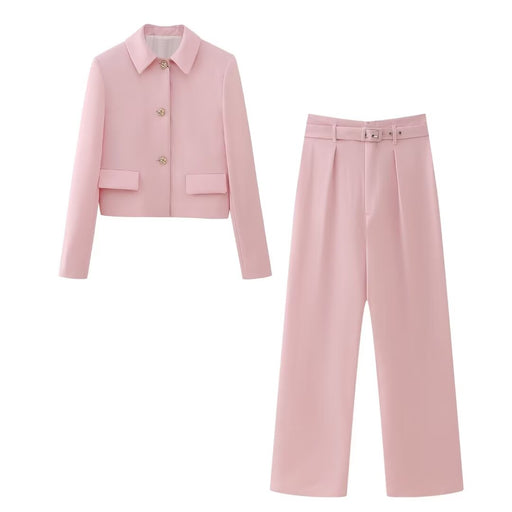Color-Spring Women Clothing Short Western Assembly Belt Pants Sets-Fancey Boutique