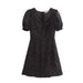 Color-Black-Women Square Collar Placket T shirt Shory Dress-Fancey Boutique