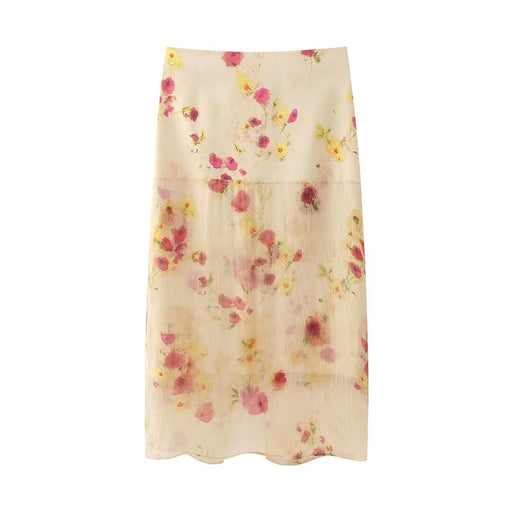 Color-Multi-Spring Women Slim High Waist Transparent Floral Print Midi Dress-Fancey Boutique