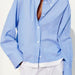 Blue Striped Stitching Long Sleeved Shirt Women Spring Korean Sexy Slim Fit Collared Slimming Shirt-Fancey Boutique