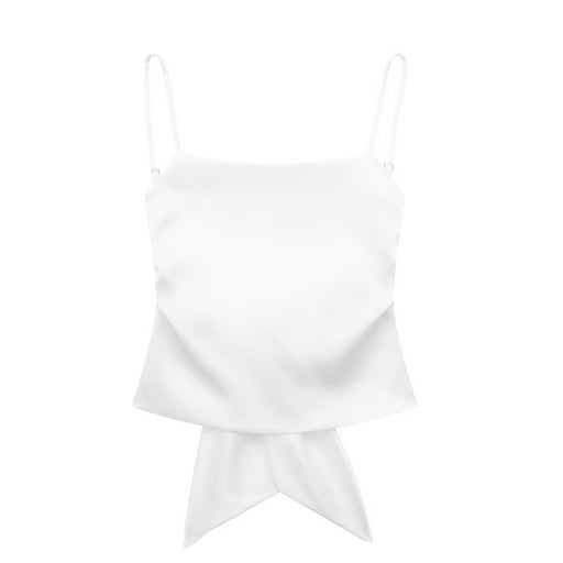 Color-White-Spring Women Sexy Lacing Satin Strap Top-Fancey Boutique