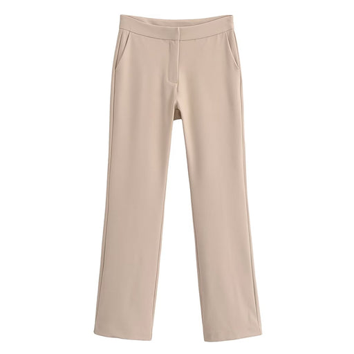 Color-Trousers-Women round Neck Blazer High Waist Flared Pants Suit-Fancey Boutique