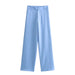 Color-Trousers-Spring Women Straight Cut Blazer Vertical Straight Leg Pants Suit-Fancey Boutique